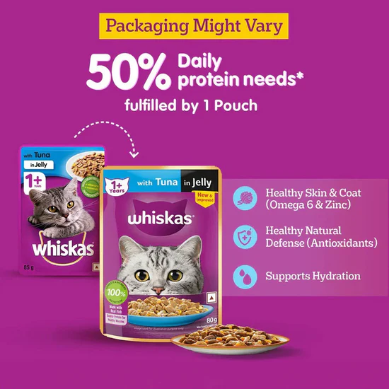 Whiskas Adult Tuna in Jelly Wet Cat Food 80g | Complete Nutrition - Image 2